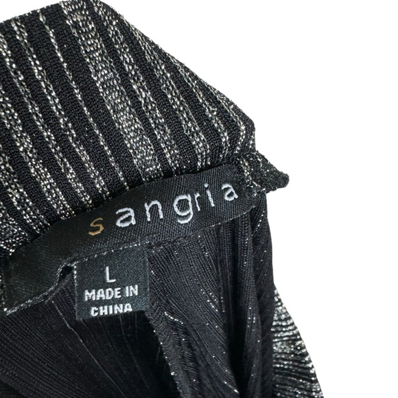 Sangria Wide Leg Pants Size Large Silver Black Stripe Stretchy - Picture 8 of 8